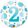 18 inch Age 2 Blue Dots fóliový modro bodkovaný narodeninový balón s číslom 2