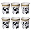 Elegantné papierové party poháre k 50. narodeninám s motívom balónov - 250 ml, 6 ks