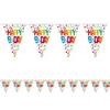 Farebná bodkovaná narodeninová vlajková girlanda Happy Bday - 10 m