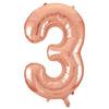 Fóliový balón číslo 3,  rosegold, 86 cm, Super Shape, 34 inch