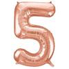 Fóliový balón číslo 5,  rosegold, 86 cm, Super Shape, 34 inch
