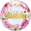 22 inch Happy Birthday to You Bubble balón s motívom pivoniek 