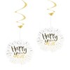 Happy New Year bielo zlatá špirálová závesná dekorácia 2ks