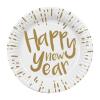 Happy New Year bielo zlaté papierové párty taniere Silvester - 23 cm, 10 ks