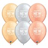 Happy New Year zlaté, strieborné, rosegold latex balóny, 25 ks, 28 cm