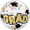 Bublinový  balón k promócii s nápisom Congrats Grad - Gratulujem, s motívom hviezd a promočných klobúkov, 56 cm