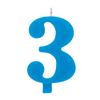 Modrá narodeninová prskavka na tortu s držiakom a s číslom 3