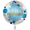17 inch Boldog Szülinapot modrý bodkovaný fóliový balón 