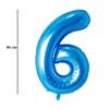 Modrý fóliový balón číslo 6, 86 cm