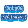 Modrý narodeninový banner pre chlapca s maďarským nápisom Boldog Szülinapot! 148 cm x 27 cm