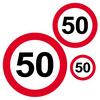 Nálepky s motívom zákazovej dopravnej značky s číslom 50, 8 ks