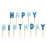 Modré sviečky s nápisom Happy Birthday - 13 ks/bal