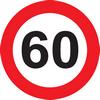 Narodeninová tabuľa s číslom 60 v tvare zákazovej dopravnej značky, 40 cm