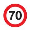 Narodeninová tabuľa s číslom 70 v tvare zákazovej dopravnej značky, 40 cm