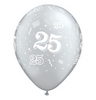 11 inch 25-A-Round Metallic Silver strieborný metalický narodeninový balón s číslom 25 (25 ks/bal)