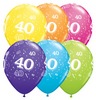11 inch 40-A-Round Tropical Assortment farebné narodeninové balóny s číslom 40 (25 ks/bal)