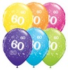 11 inch 60-A-Round Tropical Assortment farebné narodeninové balóny s číslom 60 (6 ks/bal)