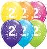 11 inch 2 Stars Tropical Assortment farebné narodeninové balóny s číslom 2 (25 ks/bal)