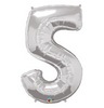 34 inch Number 5 Silver - strieborný fóliový balón číslo 5