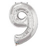 34 inch Number 9 Silver - strieborný fóliový balón číslo 9