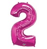 34 inch Number 2 Magenta - sýto ružový fóliový balón číslo 2