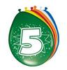 Farebné narodeninové balóny s potlačou čísla 5 - 30 cm, 8 ks/bal