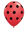 11 inch Big Polka Dots Red/Black červený balón s čiernymi bodkami (25 ks/bal)