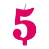 Ružová narodeninová prskavka na tortu s držiakom a s číslom 5