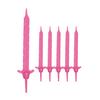 Ružová party sviečka s držiakom - 24 ks, 6 cm