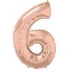 34 inch Number 6 Rosegold - ružovo zlatý fóliový balón číslo 6