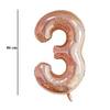 Ružovo-zlatý trblietavý fóliový balón číslo 3, 86 cm 