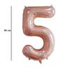 Ružovo-zlatý trblietavý fóliový balón číslo 5, 86 cm 