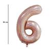 Ružovo-zlatý trblietavý fóliový balón číslo 6, 86 cm 