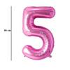 Ružový fóliový balón číslo 5, 86 cm