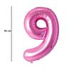 Ružový fóliový balón číslo 9, 86 cm