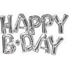 Fóliový balón Silver s nápisom HAPPY BIRTHDAY
