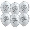 Strieborné gumené (latexové) balóny s maďarským nápisom Boldog Szülinapot, 25 ks, 28 cm