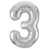 Strieborný fóliový balón Super Shape číslo 3, 34 inch