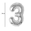 Strieborný fóliový balón číslo 3, 86 cm