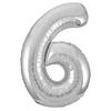 Strieborný fóliový balón Super Shape číslo 6, 34 inch
