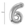 Strieborný fóliový balón číslo 6, 86 cm