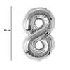 Strieborný fóliový balón číslo 8, 86 cm