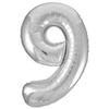 Strieborný fóliový balón Super Shape číslo 9, 34 inch