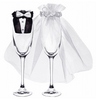 Svadobné šaty na poháre - nevesta a ženích, 2 ks