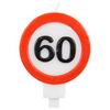 Sviečka s číslom 60 v tvare zákazovej dopravnej značky