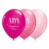 Balón na rozlúčku so slobodou -  s maďarským nápisom Lánybúcsú party, rôzne farby, s bielym vzorom, 28 cm, 6 ks