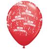 11 inch balón na narodeniny - červený s maďarským nápisom (25 ks/bal)