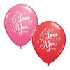 Zaľúbené červené a ružové gumené (latexové) balóny s nápisom I Love You, 25 ks, 28 cm