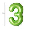 Zelený fóliový balón číslo 3, 86 cm