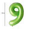 Zelený fóliový balón číslo 9, 86 cm
